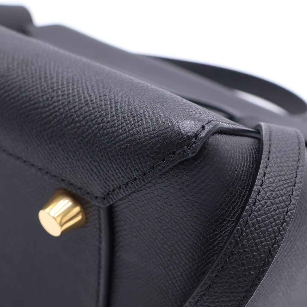 CELINE(セリーヌ) ベルトバッグ マイクロ レザー 2WAY ハンド ショルダーバッグ ゴールド金具 ブラック レディース