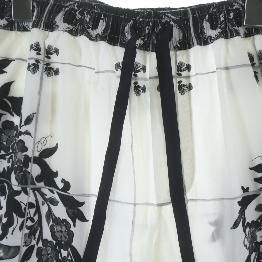 DOLCE & GABBANA(ドルチェアンドガッバーナ) Mallorca Straight-Leg Printed Cotton-Poplin Shorts マジョリカ ポプリン ショートパンツ ショーツ ブラック/ホワイト BP GV37AT レディース