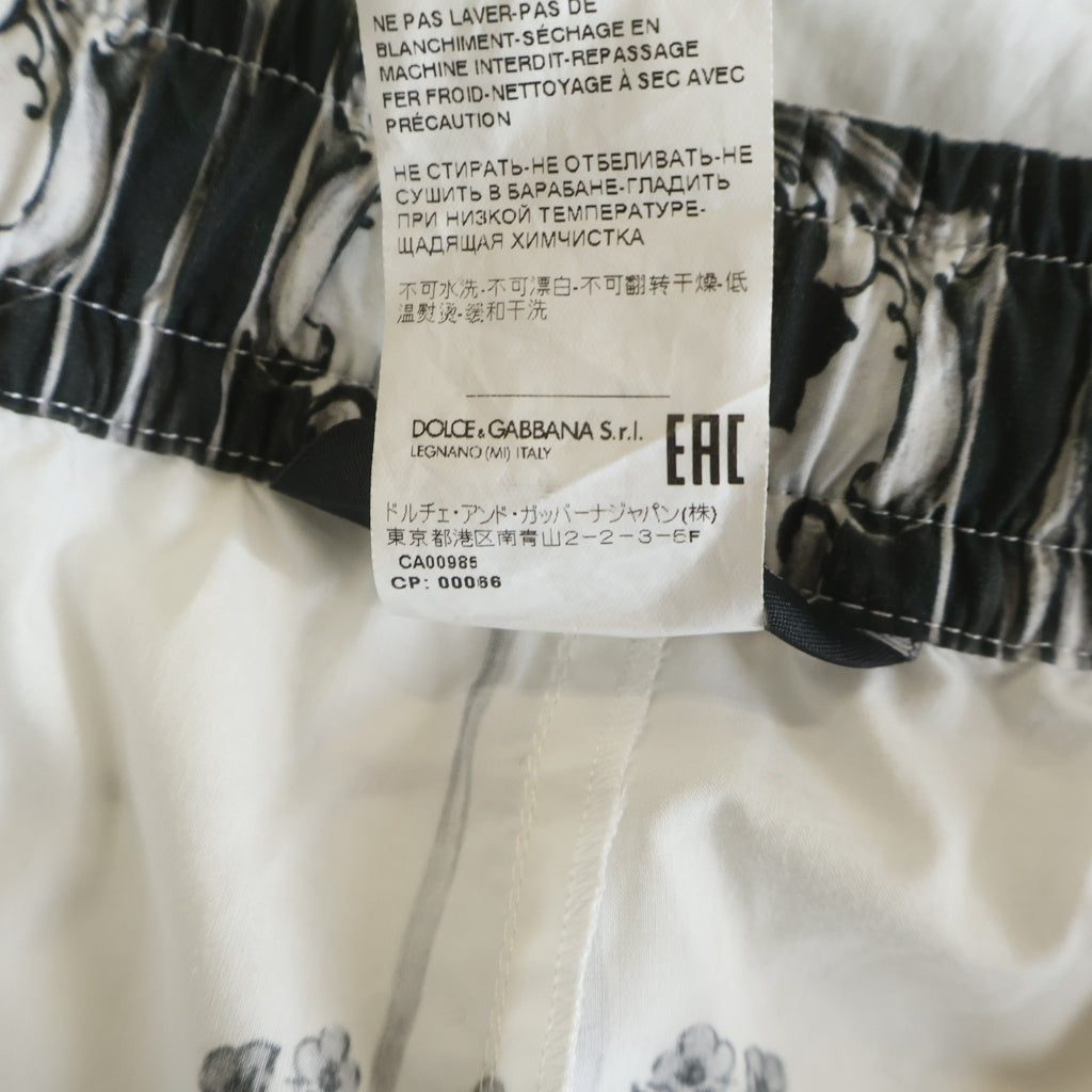 DOLCE & GABBANA(ドルチェアンドガッバーナ) Mallorca Straight-Leg Printed Cotton-Poplin Shorts マジョリカ ポプリン ショートパンツ ショーツ ブラック/ホワイト BP GV37AT レディース