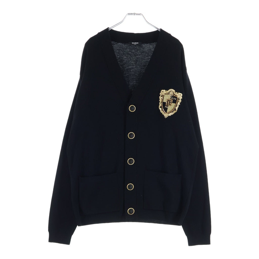 BALMAIN(バルマン) エンブレムロゴ ライオンボタン ウール ニット カーディガン ブラック KL00705KH レディース