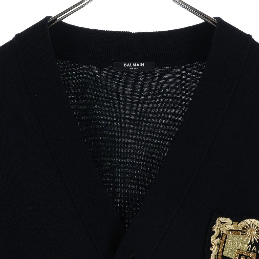 BALMAIN(バルマン) エンブレムロゴ ライオンボタン ウール ニット カーディガン ブラック KL00705KH レディース