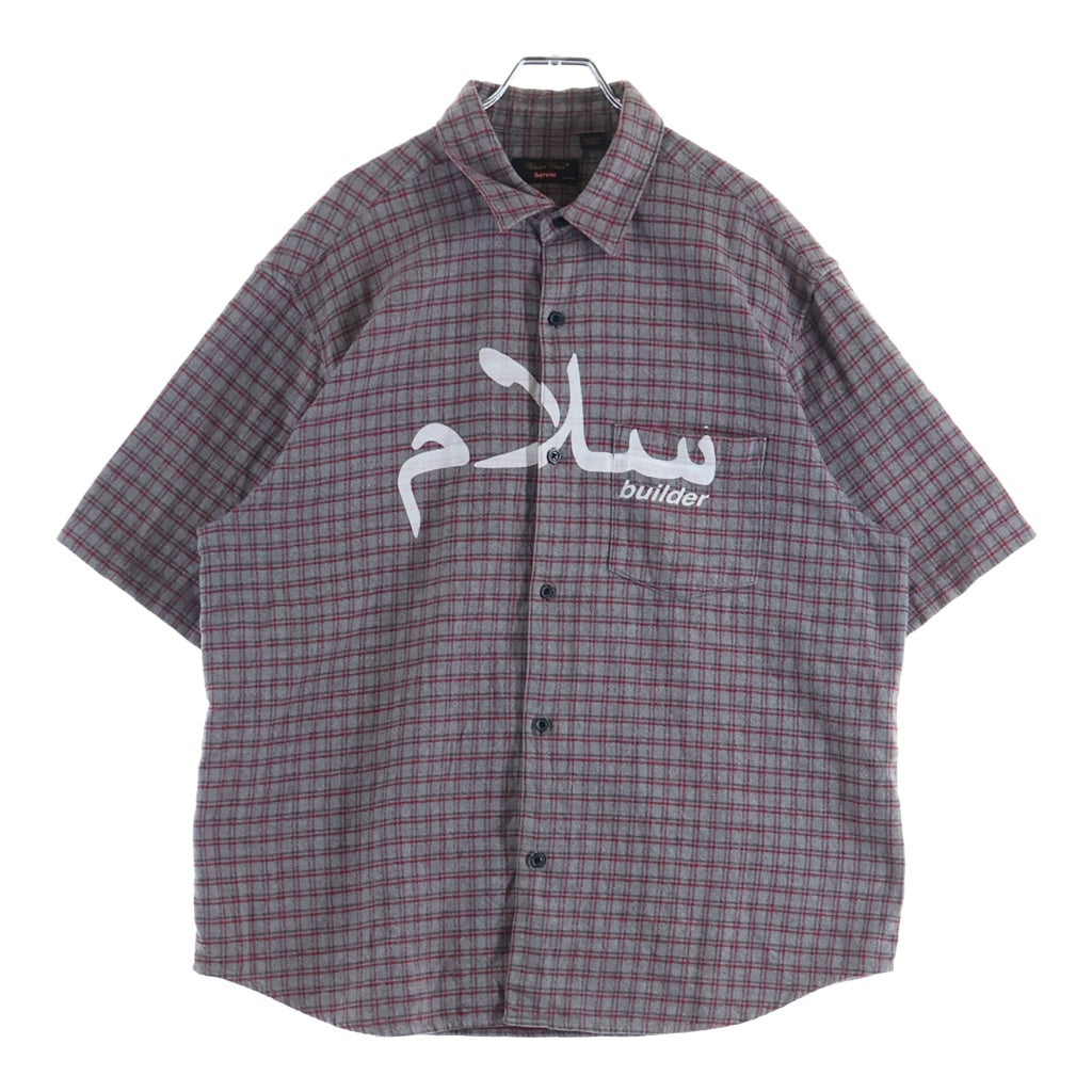 SUPREME(シュプリーム) ×アンダーカバー フロントプリント半袖コットンチェックシャツ グレー