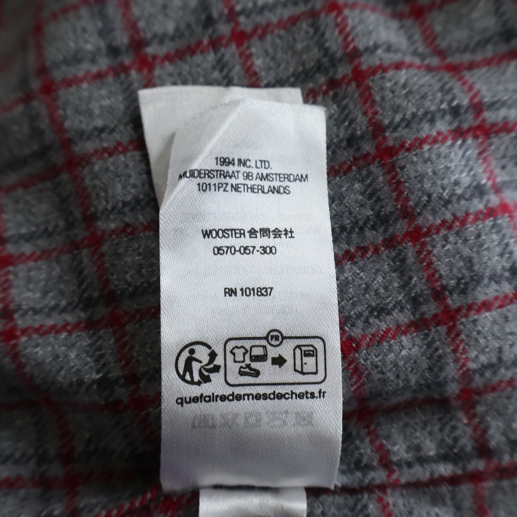 SUPREME(シュプリーム) ×アンダーカバー フロントプリント半袖コットンチェックシャツ グレー