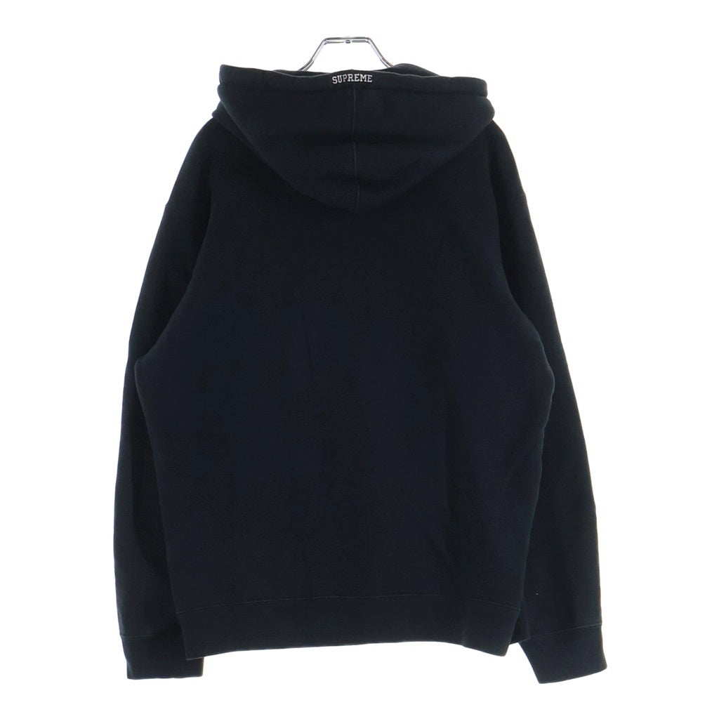 SUPREME(シュプリーム) 19AW ×NIKE Leather Applique Hooded Sweatshirt ナイキ レザーパッチ スウェットプルオーバーパーカー ブラック CK6225-010