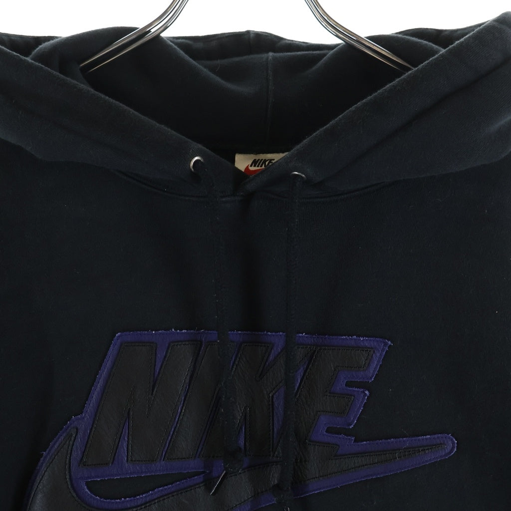 SUPREME(シュプリーム) 19AW ×NIKE Leather Applique Hooded Sweatshirt ナイキ レザーパッチ スウェットプルオーバーパーカー ブラック CK6225-010