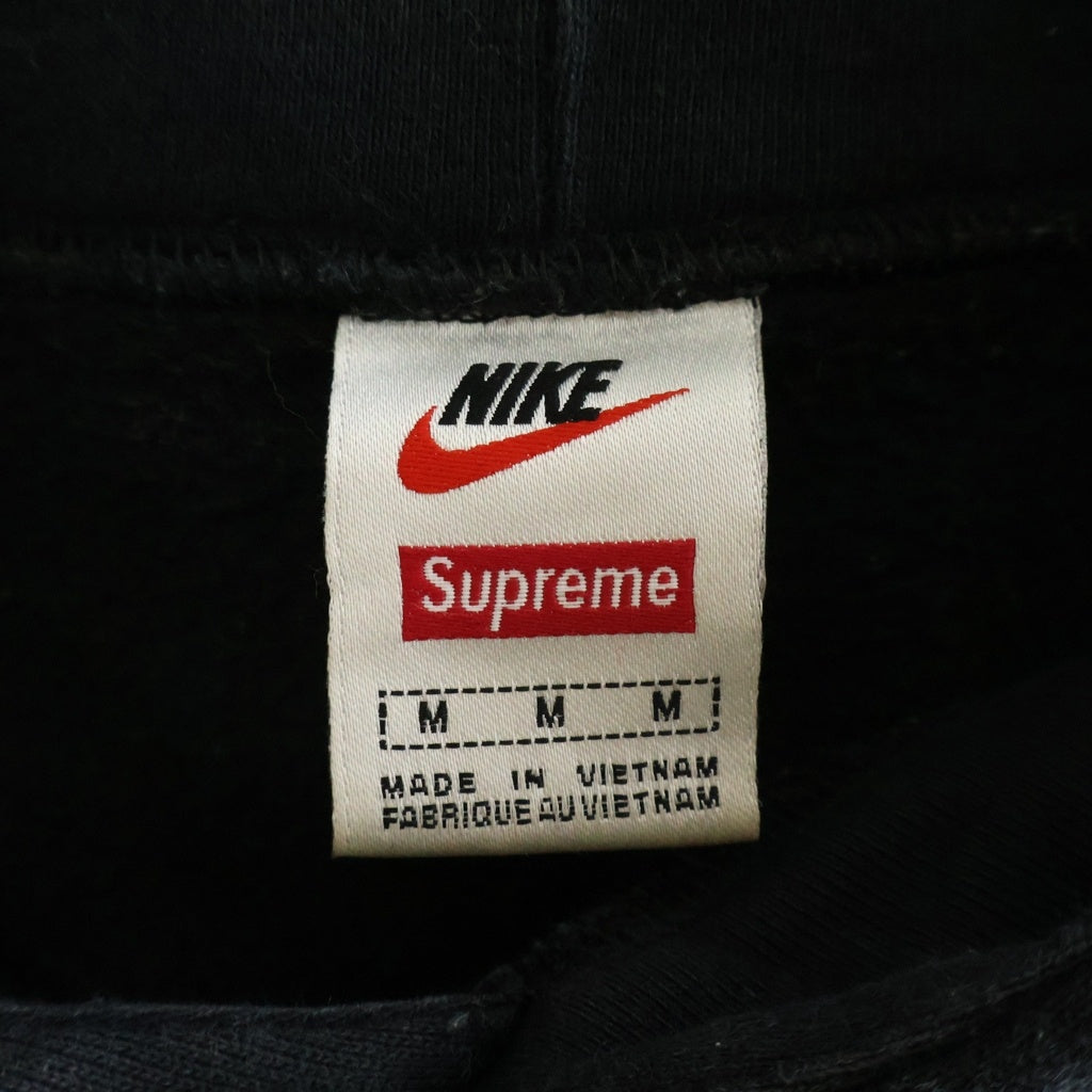SUPREME(シュプリーム) 19AW ×NIKE Leather Applique Hooded Sweatshirt ナイキ レザーパッチ スウェットプルオーバーパーカー ブラック CK6225-010