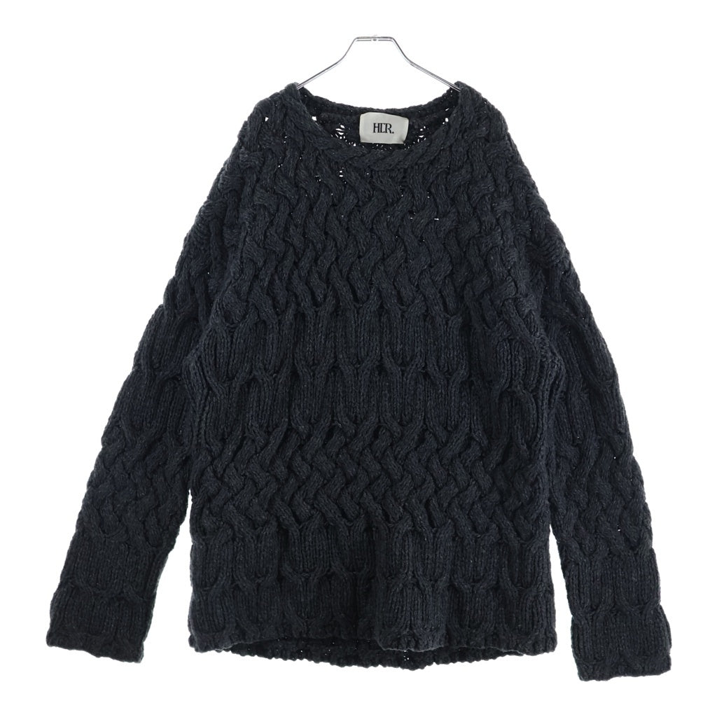 NO BRAND(ノーブランド) ハー ハンドニットプルオーバー セーター グレー レディース