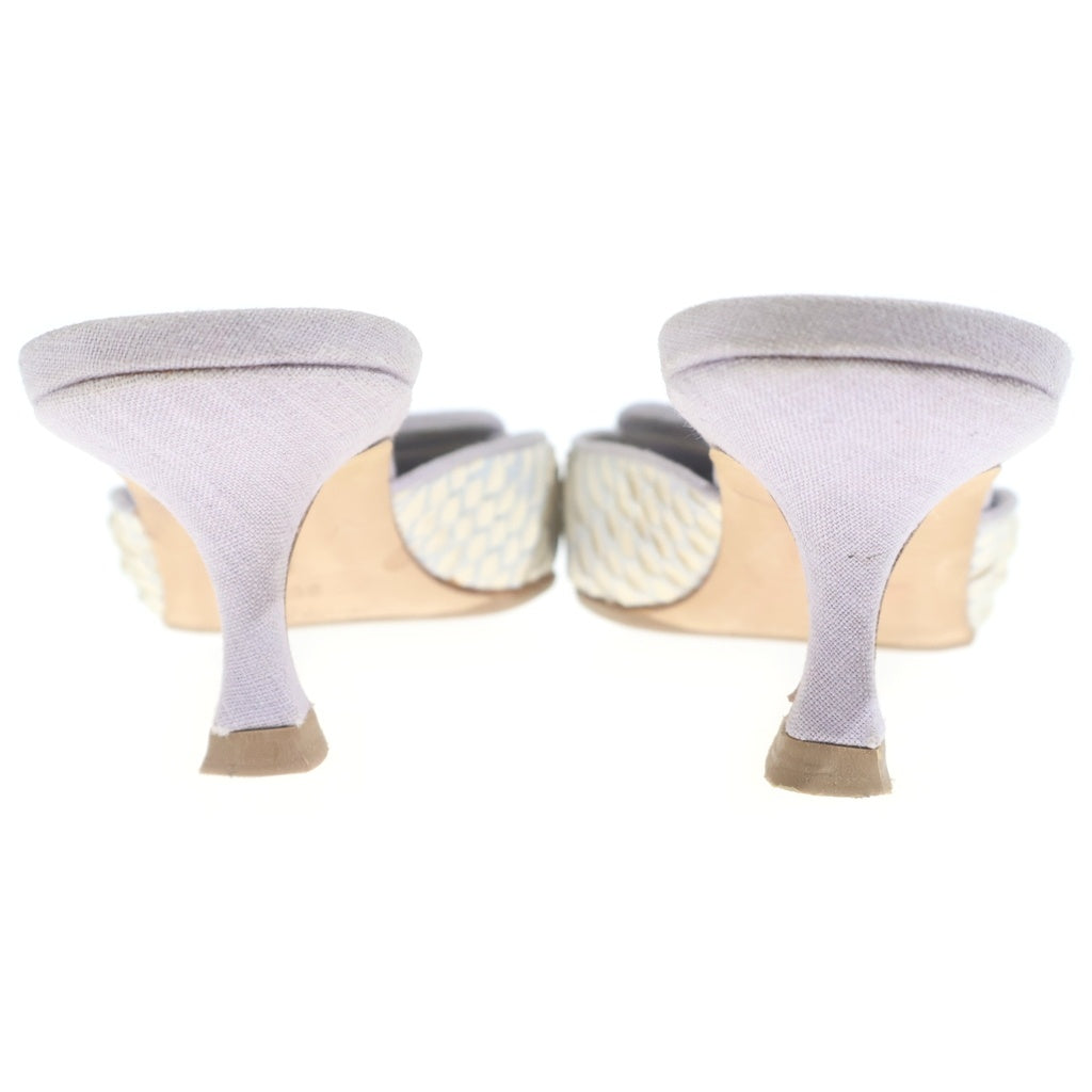 MANOLO BLAHNIK(マノロブラニク) メイセール ミュール ヒールサンダル レザー パイソン柄 ポインテッドトゥ パープル/ホワイト レディース