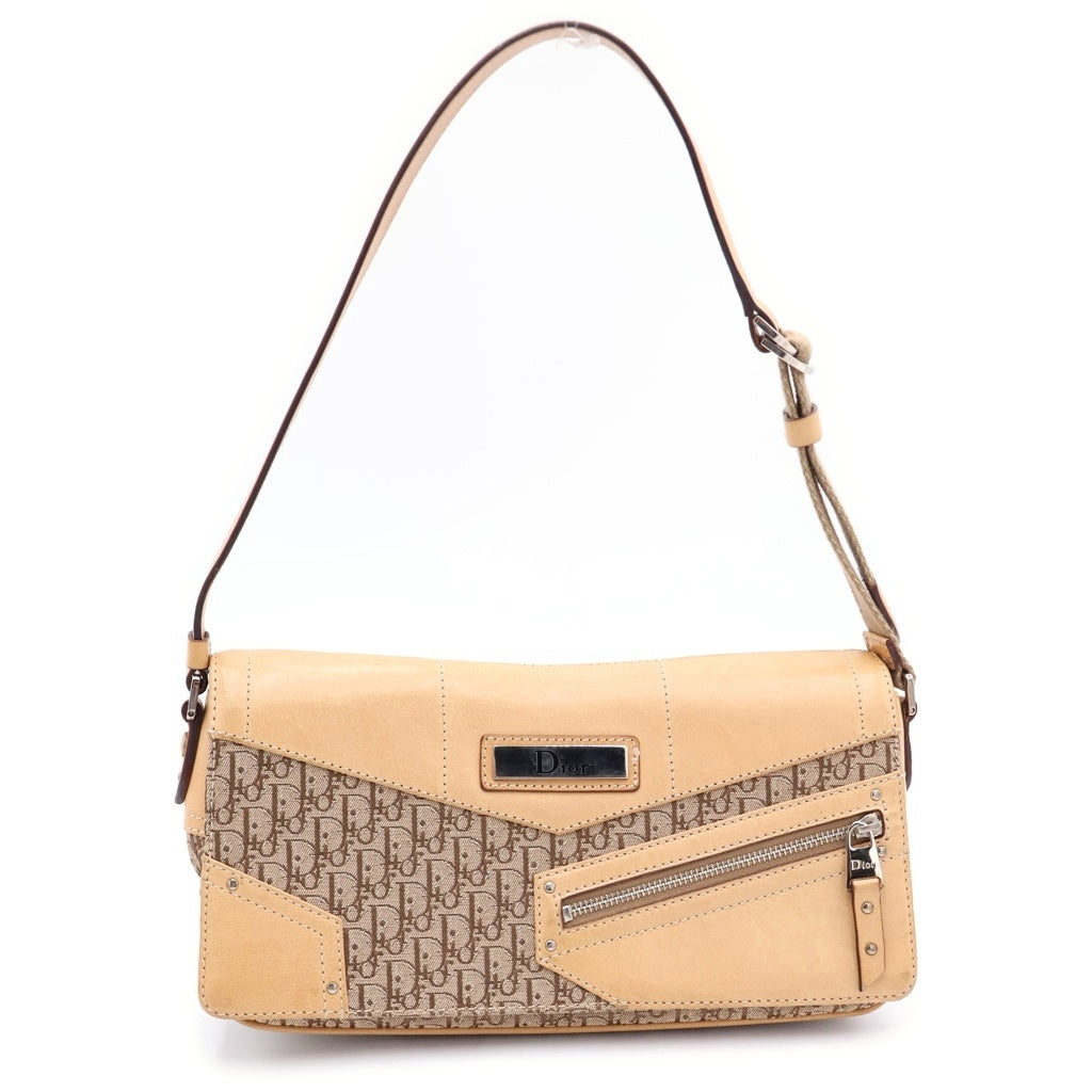 Christian Dior(クリスチャンディオール) ストリートシック トロッター キャンバス レザー ショルダーバッグ ブラウン系 レディース
