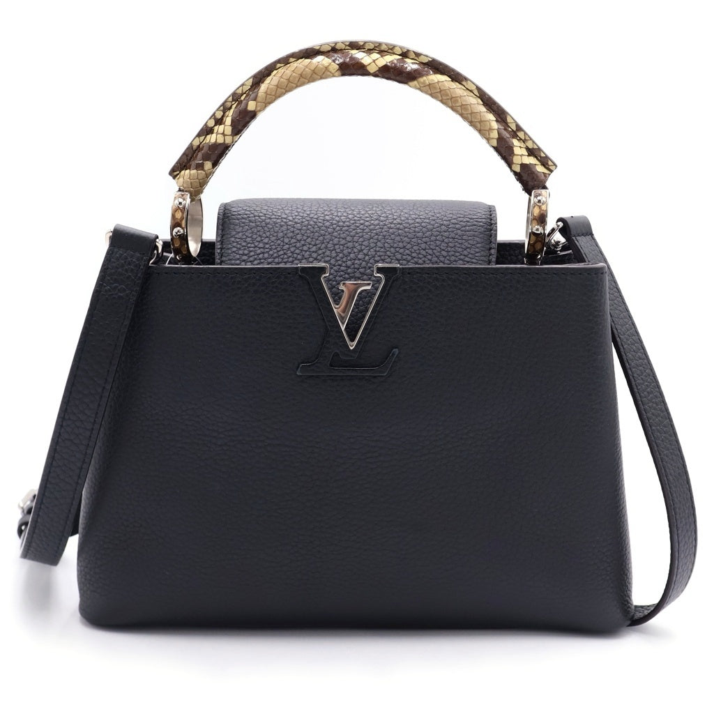 LOUIS VUITTON(ルイヴィトン) カプシーヌ BB 2WAYバッグ ハンドバッグ ショルダーバッグ ブラック ノワール パイソン×トリヨン N92040 シルバー金具 レディース