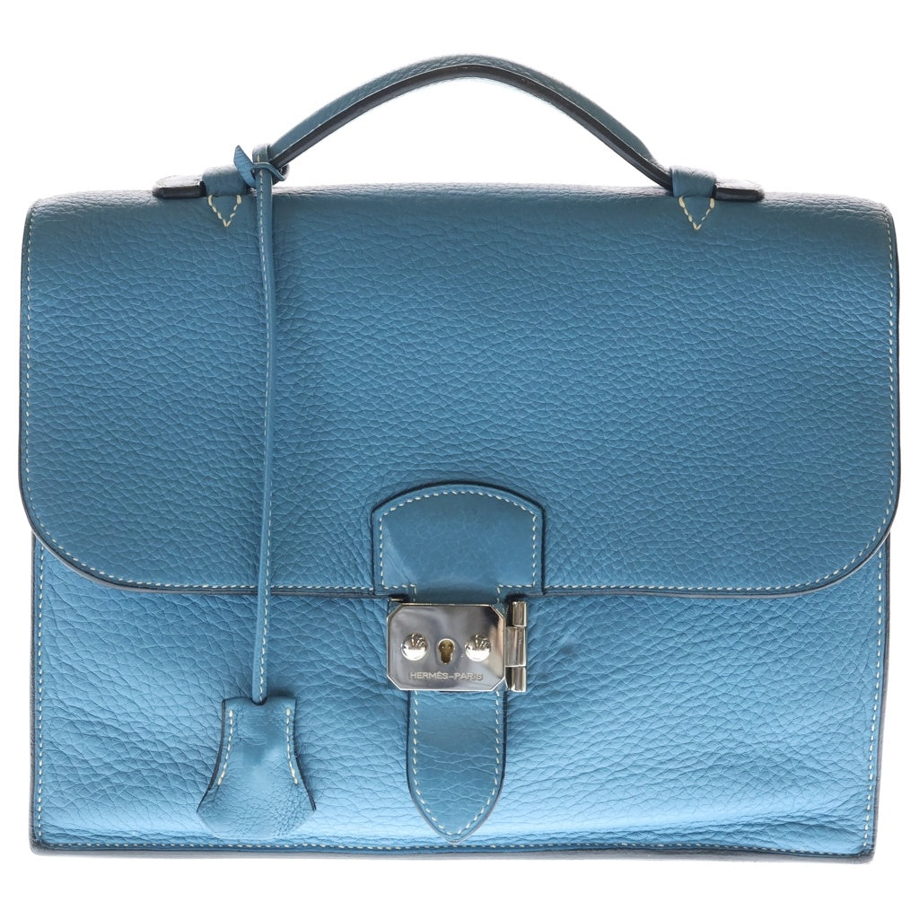 HERMES(エルメス) サックアデペッシュ 27 トリヨンクレマンス シルバー金具 ハンドバッグ セカンドバッグ ブリーフケース □L刻印 ブルージーン レディース