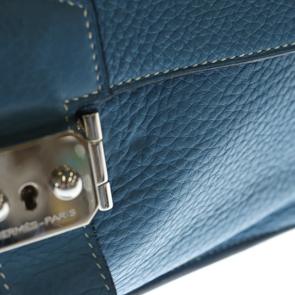 HERMES(エルメス) サックアデペッシュ 27 トリヨンクレマンス シルバー金具 ハンドバッグ セカンドバッグ ブリーフケース □L刻印 ブルージーン レディース