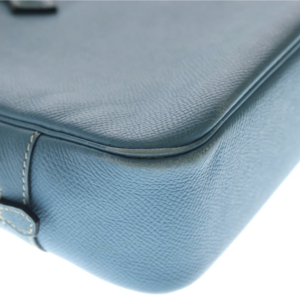 HERMES(エルメス) プリュムエラン28 エプソン シルバー金具 ハンドバッグ □L刻印 ブルージーン レディース