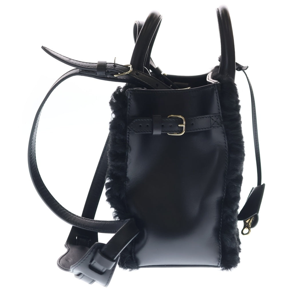 BALENCIAGA(バレンシアガ) パドロックヌード ミニ 2WAYバッグ ショルダーバッグ ハンドバッグ ブラック ボア×レザー 347237 シルバー金具 レディース