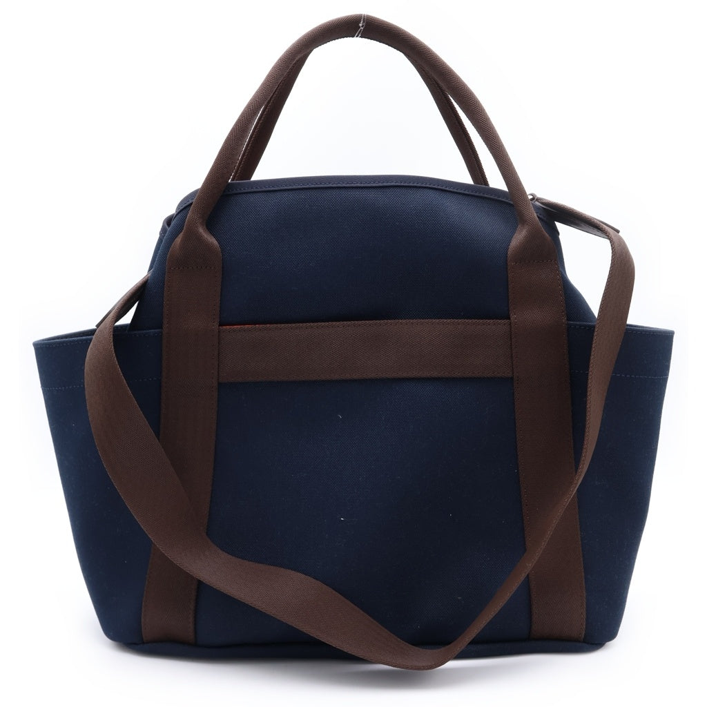 HERMES(エルメス) サックドパンサージュ トワルミリタリー/トワルシェブロン シルバー金具 C刻印 2WAY ハンドバッグ ショルダーバッグ ネイビー/ブラウン/オレンジ レディース