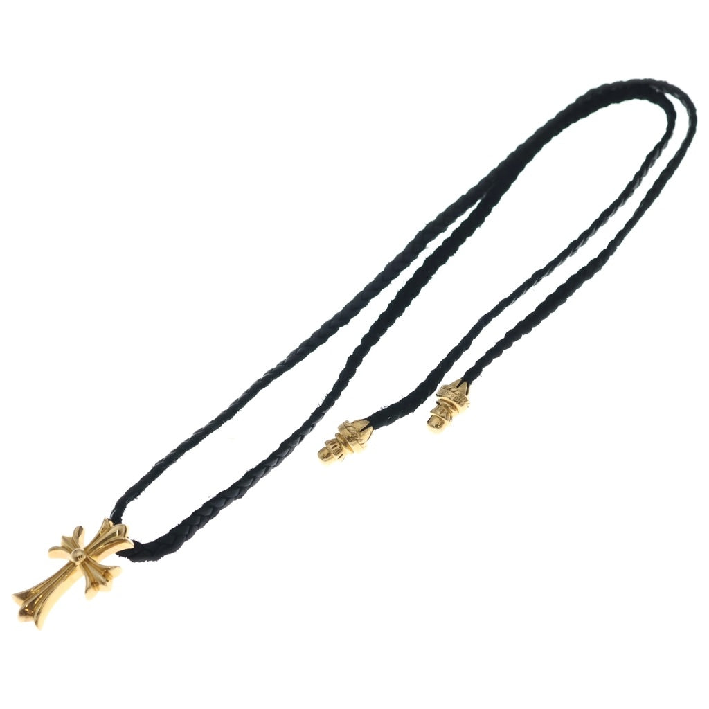 CHROME HEARTS(クロムハーツ) 22K CH CRS SML W/ LEATHER BLADE CHクロス スモール レザーブレード ボロチップ ゴールド/ブラック