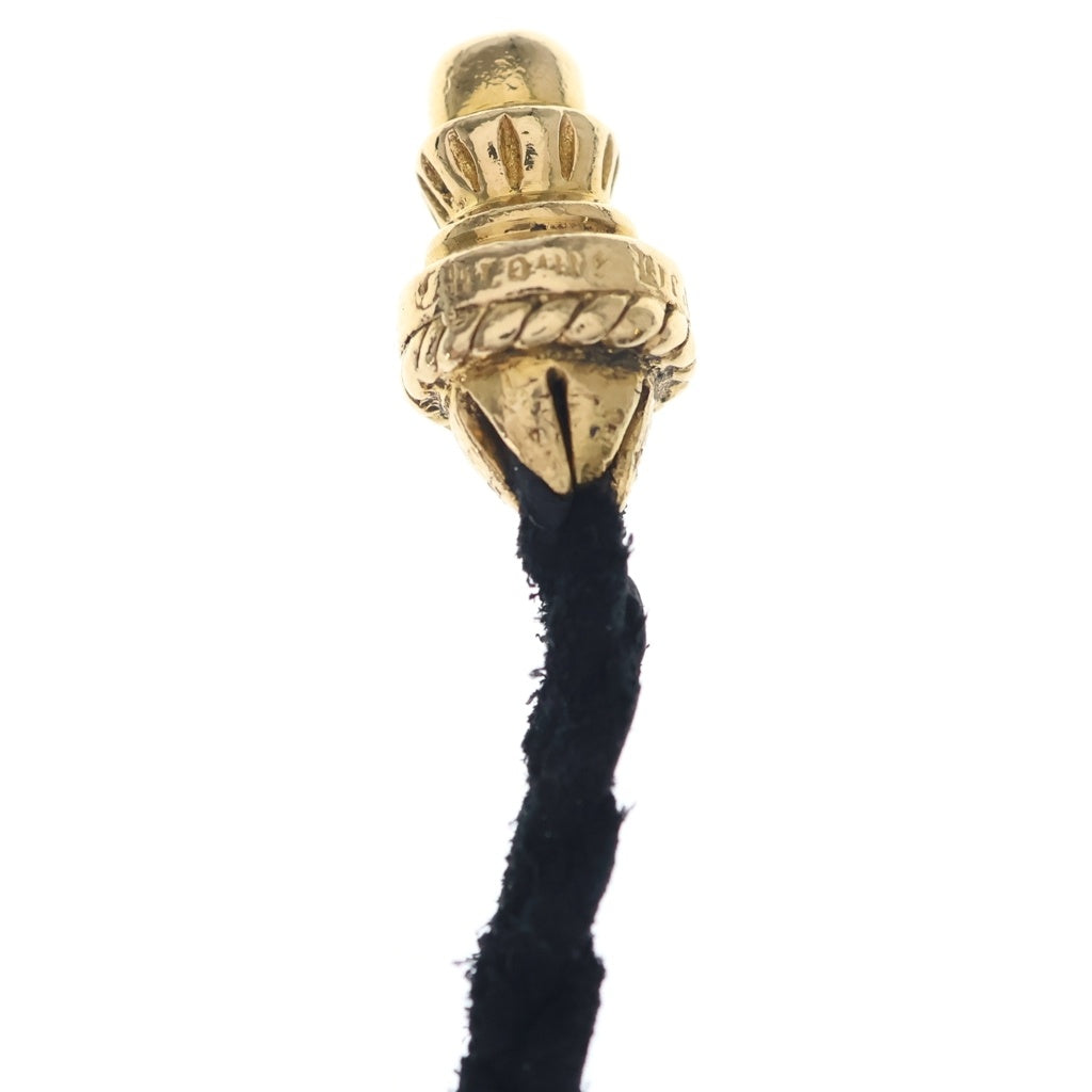 CHROME HEARTS(クロムハーツ) 22K CH CRS SML W/ LEATHER BLADE CHクロス スモール レザーブレード ボロチップ ゴールド/ブラック