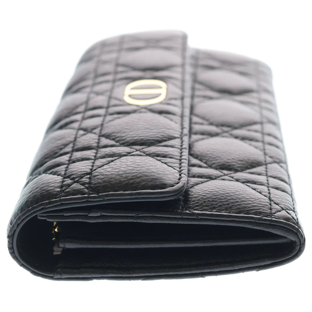 Christian Dior(クリスチャンディオール) カロ カナージュ ロングウォレット 長財布 カードケース ブラック レザー ゴールド金具 レディース