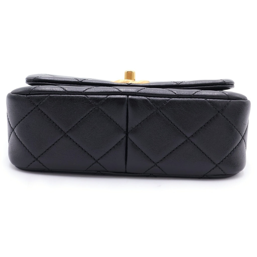 CHANEL(シャネル) マトラッセ18 ショルダーバッグ チェーンバッグ ミニバッグ ブラック ラムスキン ゴールド金具 レディース