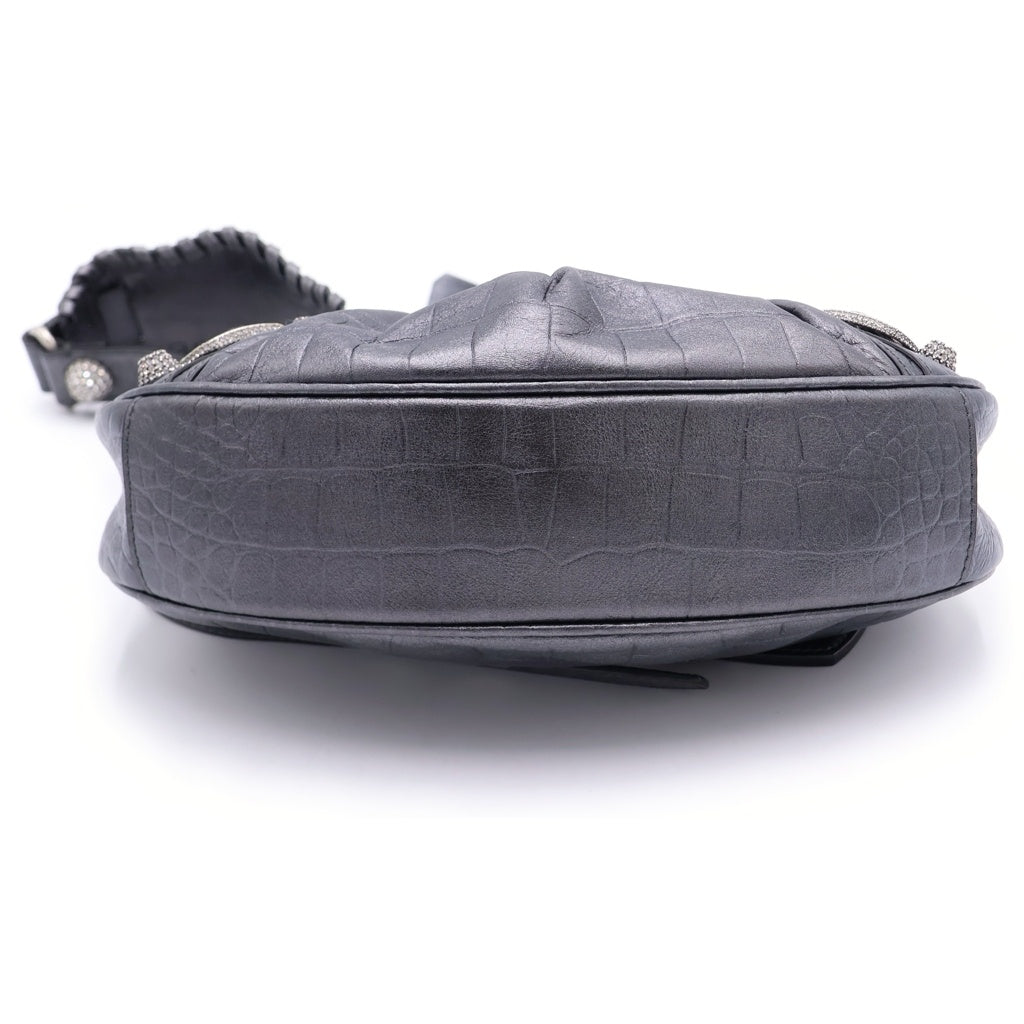 BALENCIAGA(バレンシアガ) ルカゴールXS ショルダーバッグ ミニバッグ ブラック 型押しクロコ 671309 シルバー金具 レディース