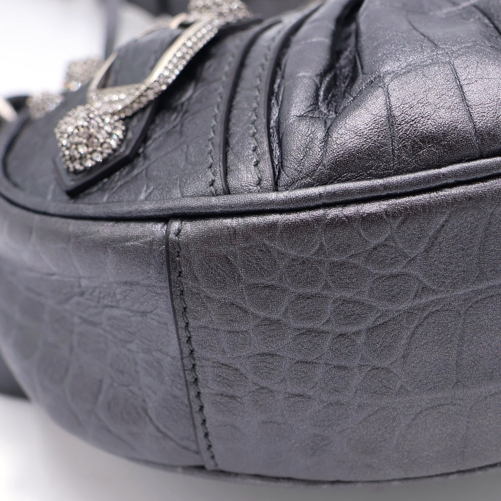 BALENCIAGA(バレンシアガ) ルカゴールXS ショルダーバッグ ミニバッグ ブラック 型押しクロコ 671309 シルバー金具 レディース