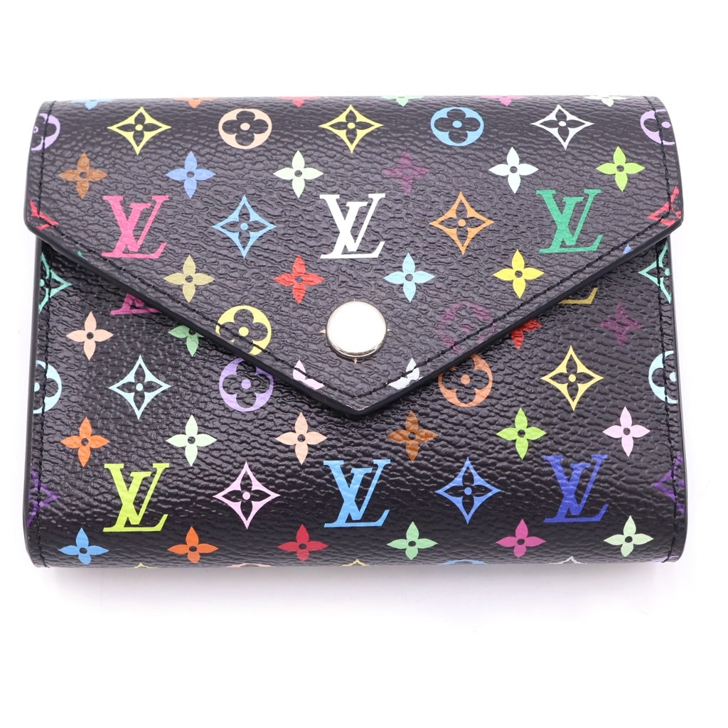 LOUIS VUITTON(ルイヴィトン) モノグラムマルチカラー ポルトフォイユヴィクトリーヌ コンパクトウォレット 三つ折り財布 ブラック M14163 シルバー金具