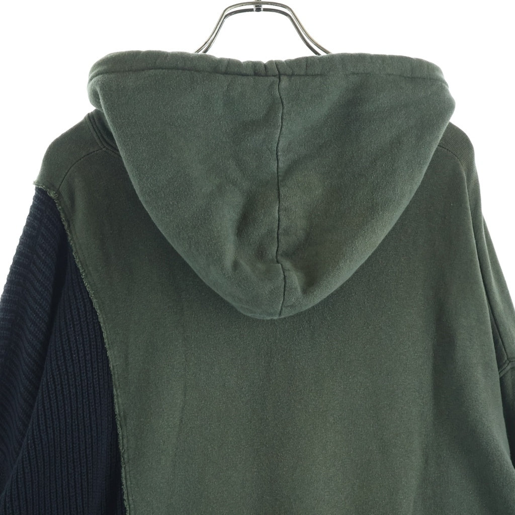 DSQUARED2(ディースクエアード) 22AW ニット切り替え フロントロゴ プルオーバーパーカー フーディー グリーン/ブラック S74GU0616 レディース