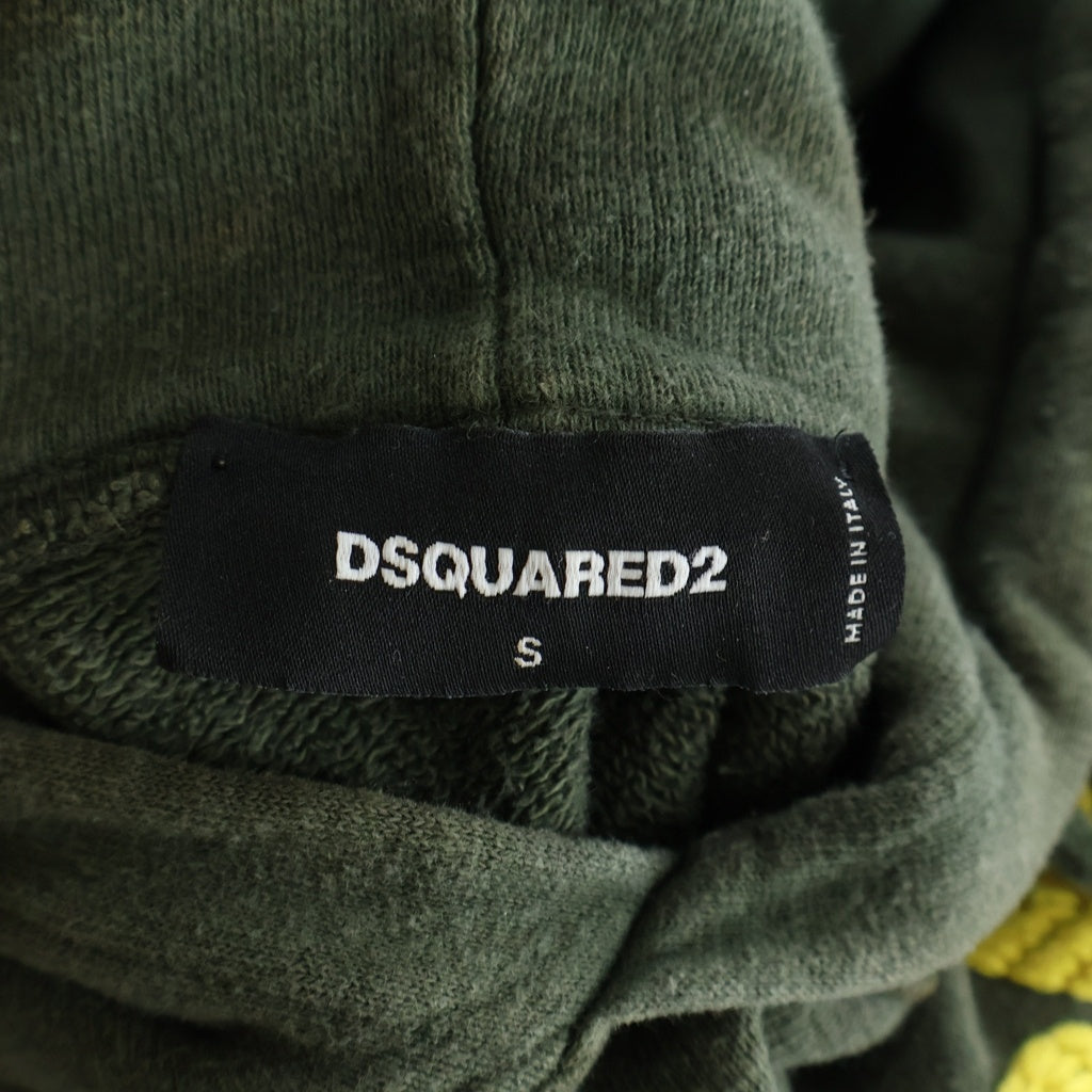 DSQUARED2(ディースクエアード) 22AW ニット切り替え フロントロゴ プルオーバーパーカー フーディー グリーン/ブラック S74GU0616 レディース