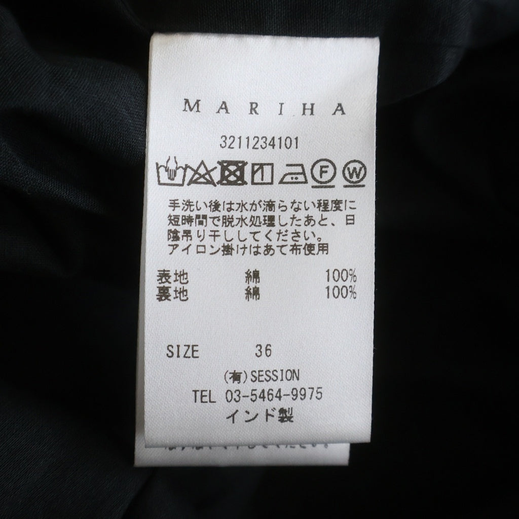 MARIHA(マリハ) 総柄 ロングワンピース ドレス ギャザー コットン ブラック/ホワイト レディース