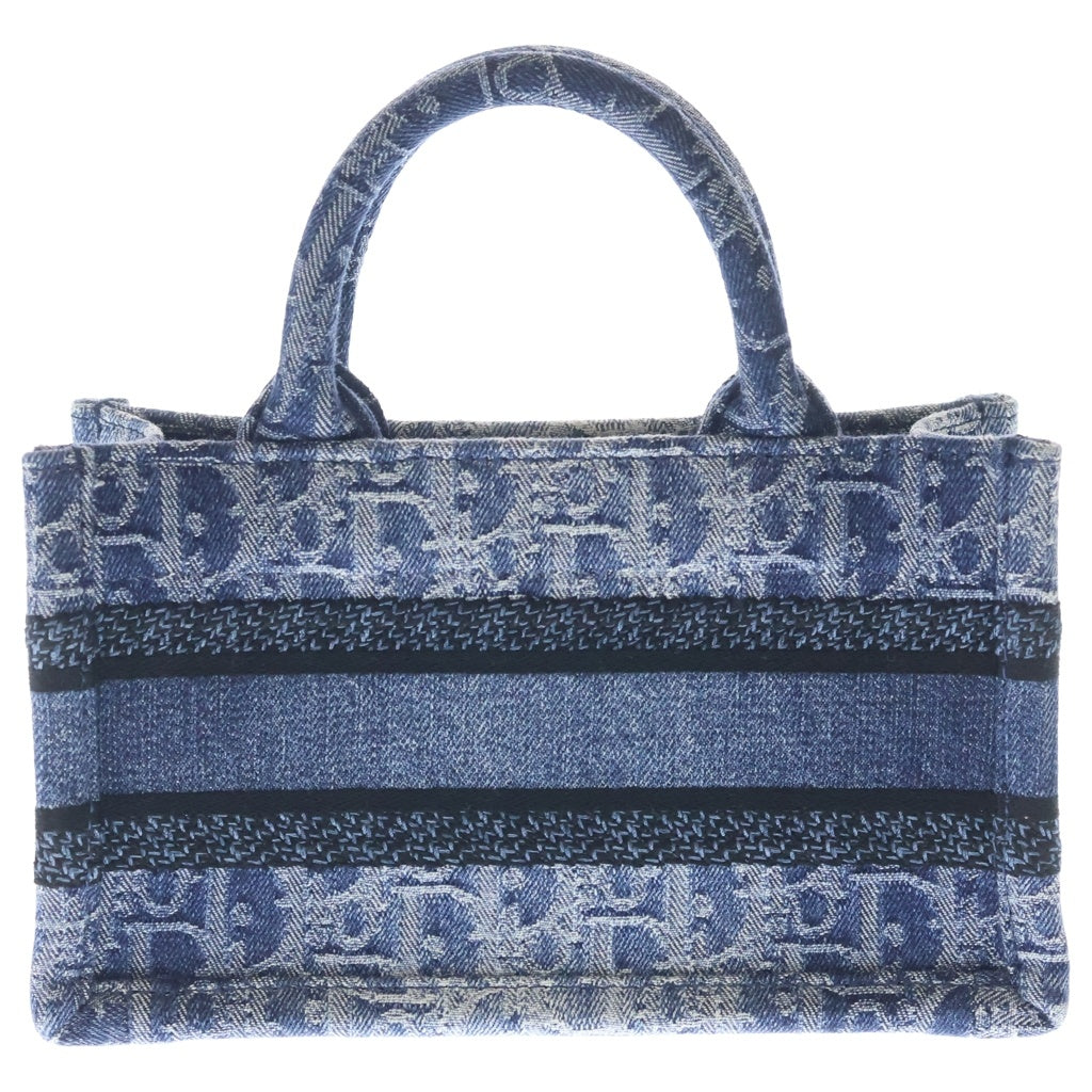 Christian Dior(クリスチャンディオール) オブリーク ブックトート ミニ デニム キャンバス 2WAY ハンドバッグ ショルダーバッグ ブルー レディース