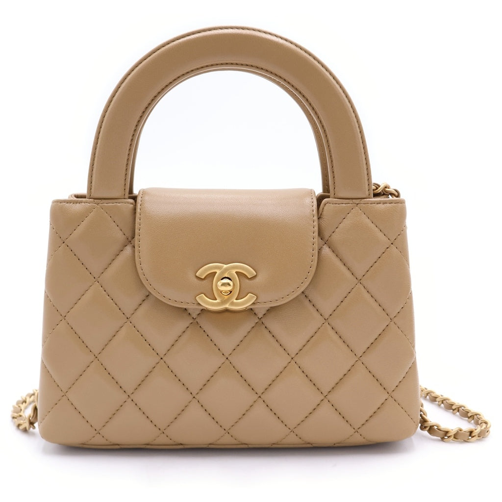 CHANEL(シャネル) マトラッセ ミニショッピング ラムスキン ゴールド金具 チェーンショルダーバッグ ハンドバッグ プレート AS4416 ベージュ レディース