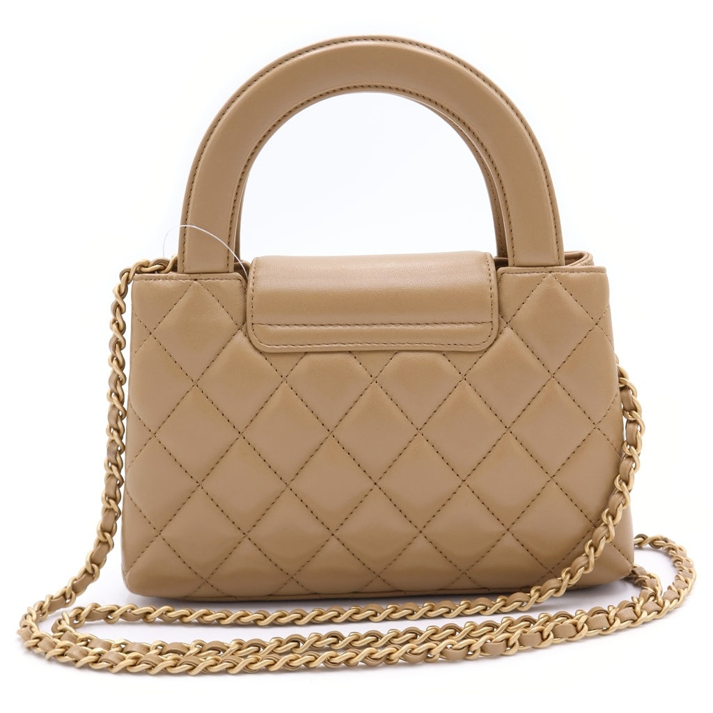 CHANEL(シャネル) マトラッセ ミニショッピング ラムスキン ゴールド金具 チェーンショルダーバッグ ハンドバッグ プレート AS4416 ベージュ レディース