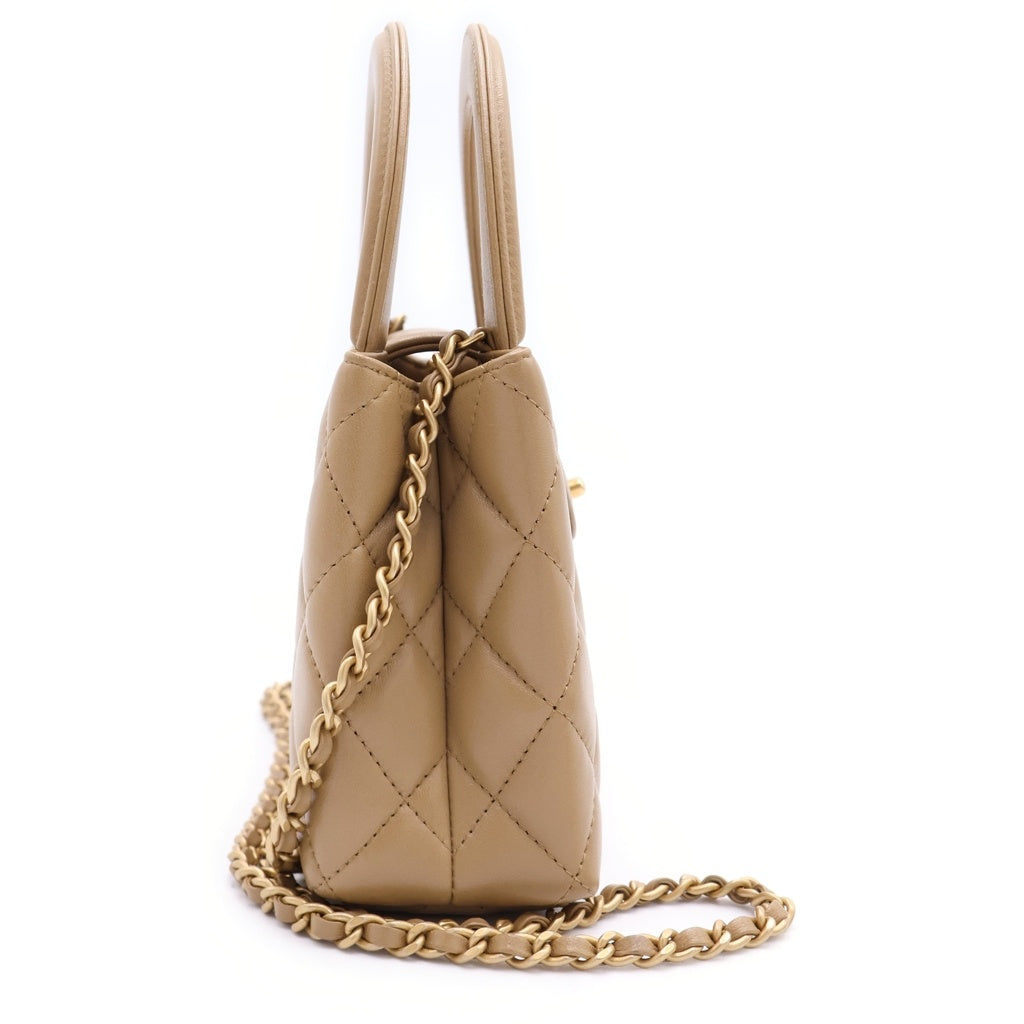 CHANEL(シャネル) マトラッセ ミニショッピング ラムスキン ゴールド金具 チェーンショルダーバッグ ハンドバッグ プレート AS4416 ベージュ レディース