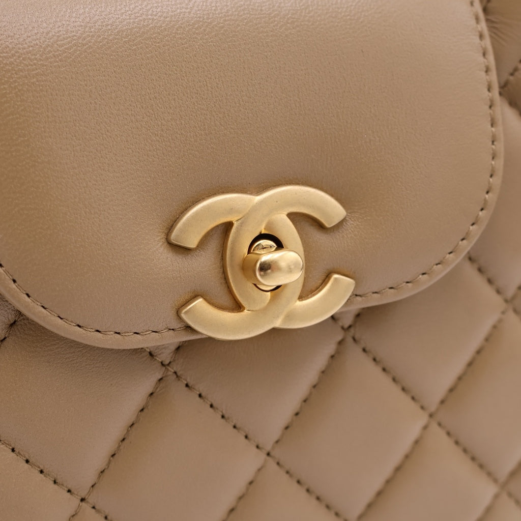 CHANEL(シャネル) マトラッセ ミニショッピング ラムスキン ゴールド金具 チェーンショルダーバッグ ハンドバッグ プレート AS4416 ベージュ レディース