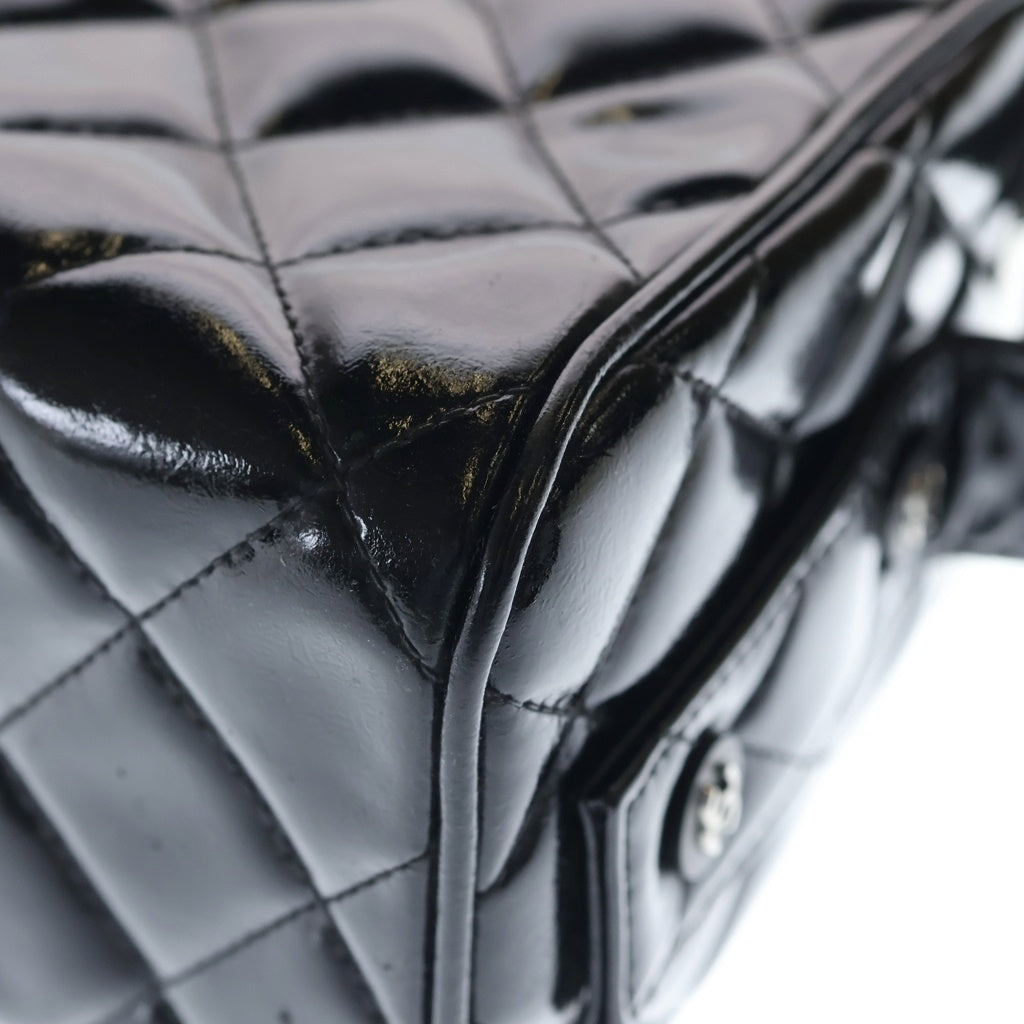 CHANEL(シャネル) マトラッセ 観音開き バニティバッグ ハンドバッグ ブラック パテント シルバー金具 レディース