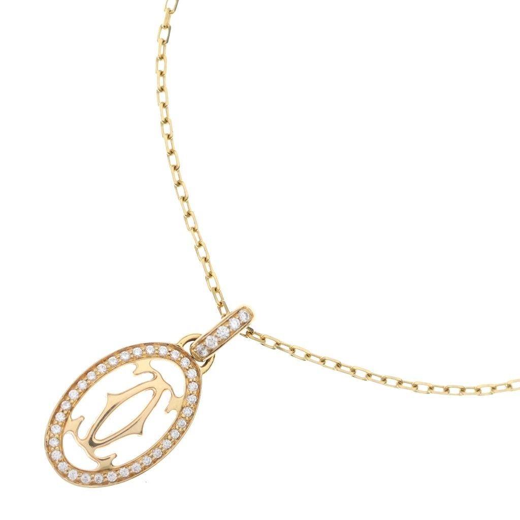 Cartier(カルティエ) ドゥーブルC ダイヤ ネックレス ペンダント Au750 K18 PG ピンクゴールド FLF171 レディース