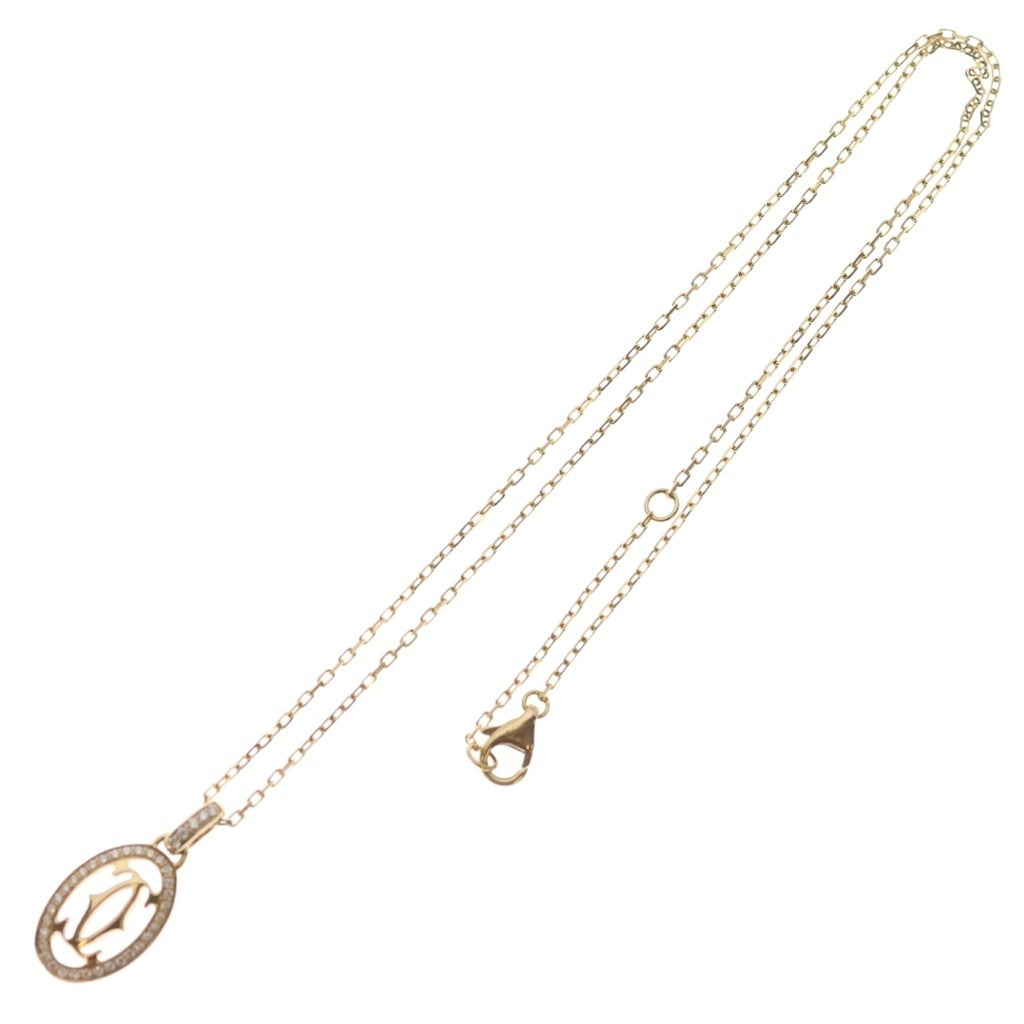 Cartier(カルティエ) ドゥーブルC ダイヤ ネックレス ペンダント Au750 K18 PG ピンクゴールド FLF171 レディース