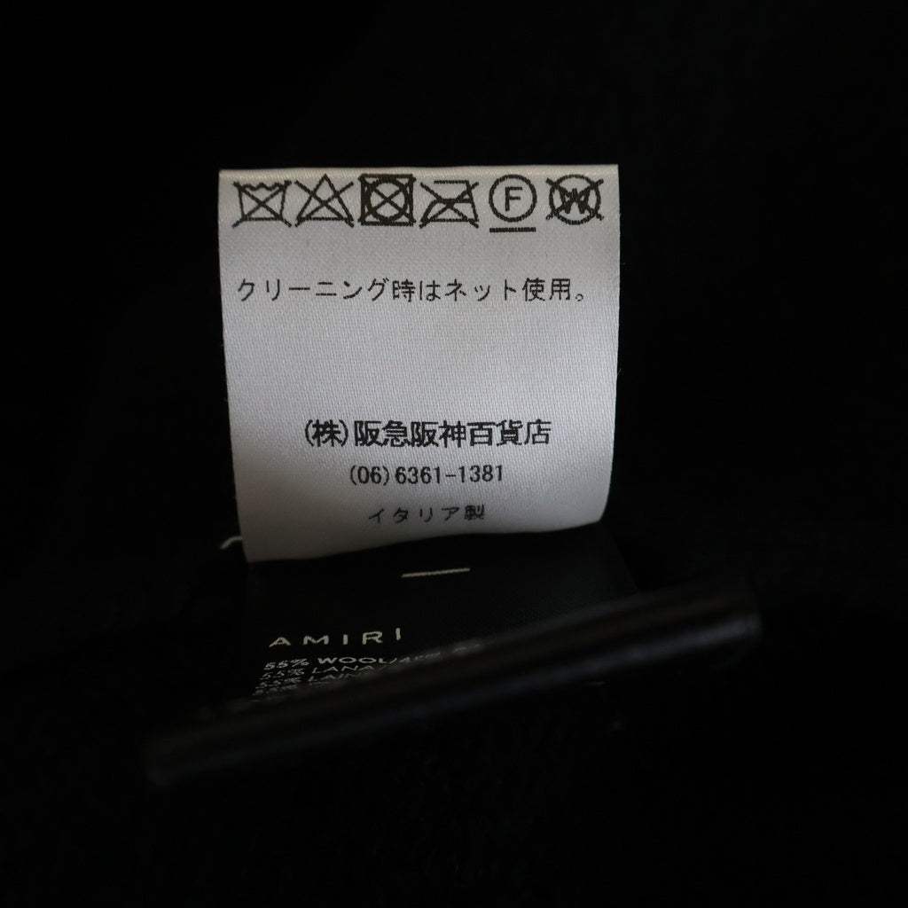AMIRI(アミリ) ラインストーン ストラップ刺繍 カシミヤ混 ウール クルーネック プルオーバー 長袖ニット セーター ブラック