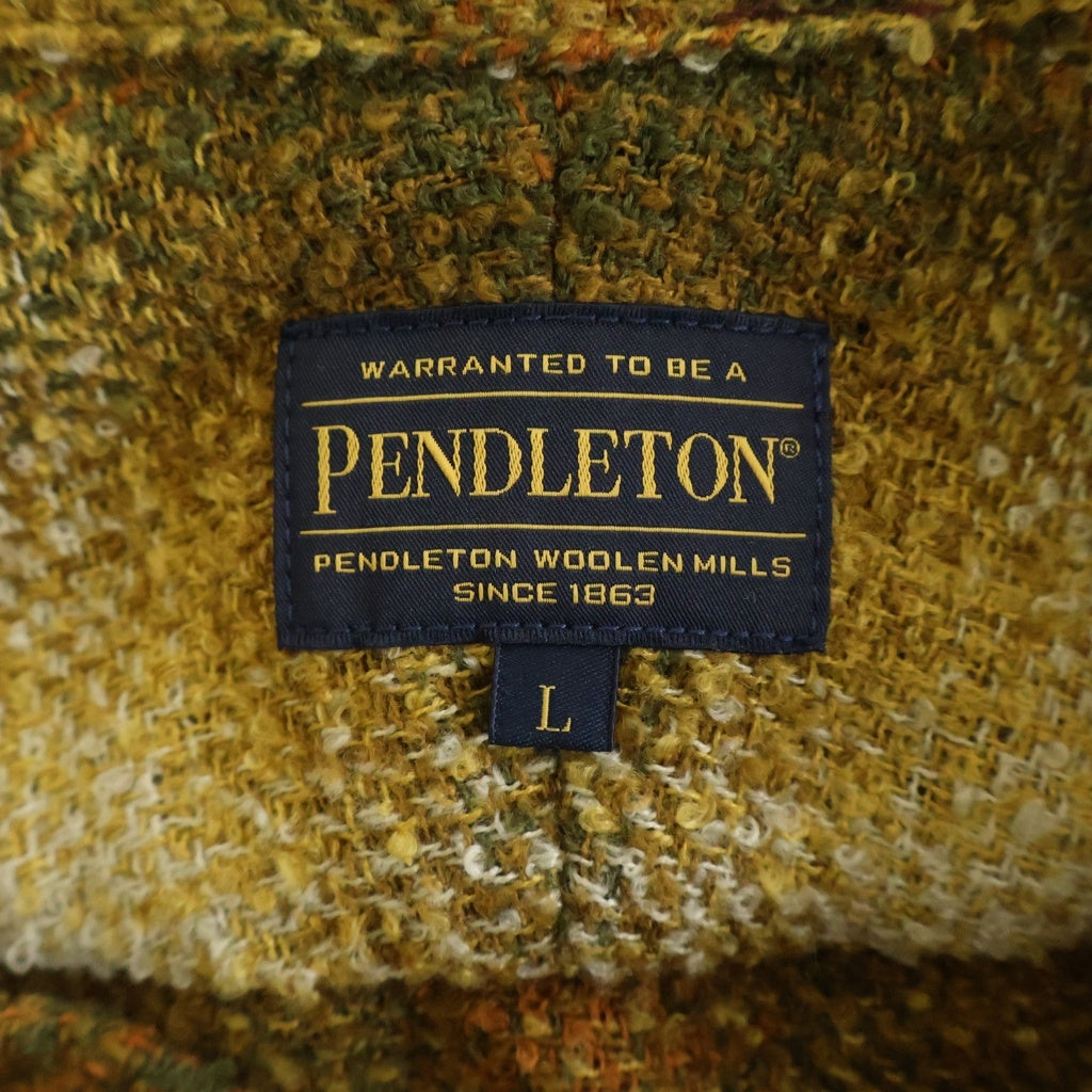PENDLETON(ペンドルトン) ×Bill Wall Leather ビルウォールレザー シルバーボタン オープンカラー ニット 長袖シャツ ブラウン 4475-7206