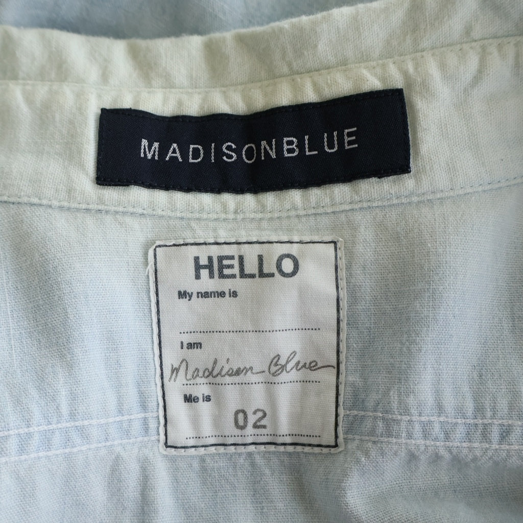 MADISONBLUE(マディソンブルー) シャンブレー長袖シャツ コットン ボタンダウン ブルー MB999-5708