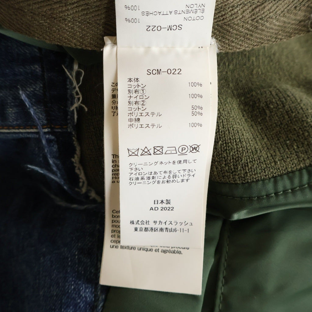 Sacai(サカイ) 21AW Denim×MA-1 Jacket ドッキング デニム トラッカージャケット インディゴ/カーキ SCM-022