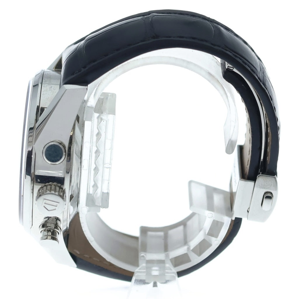 TAG HEUER(タグホイヤー) カレラ キャリバー16 クロノグラフ デイデイト 黒文字盤 レザーベルト 自動巻き 腕時計 ブラック/シルバー CV2A1AB.FC6379