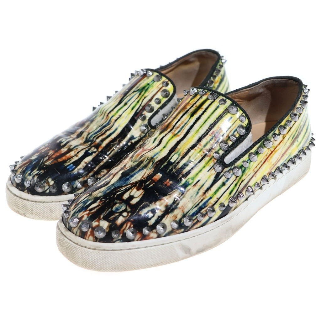 CHRISTIAN LOUBOUTIN(クリスチャンルブタン) スタッズスリッポン フラットシューズ マルチカラー #38.5 レディース