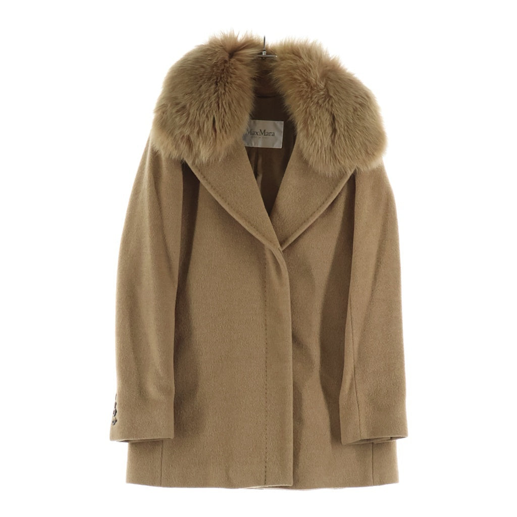 Max Mara(マックスマーラ) キャメル ファー チェスター ハーフコート 比翼 ベージュ 708402300005 レディース