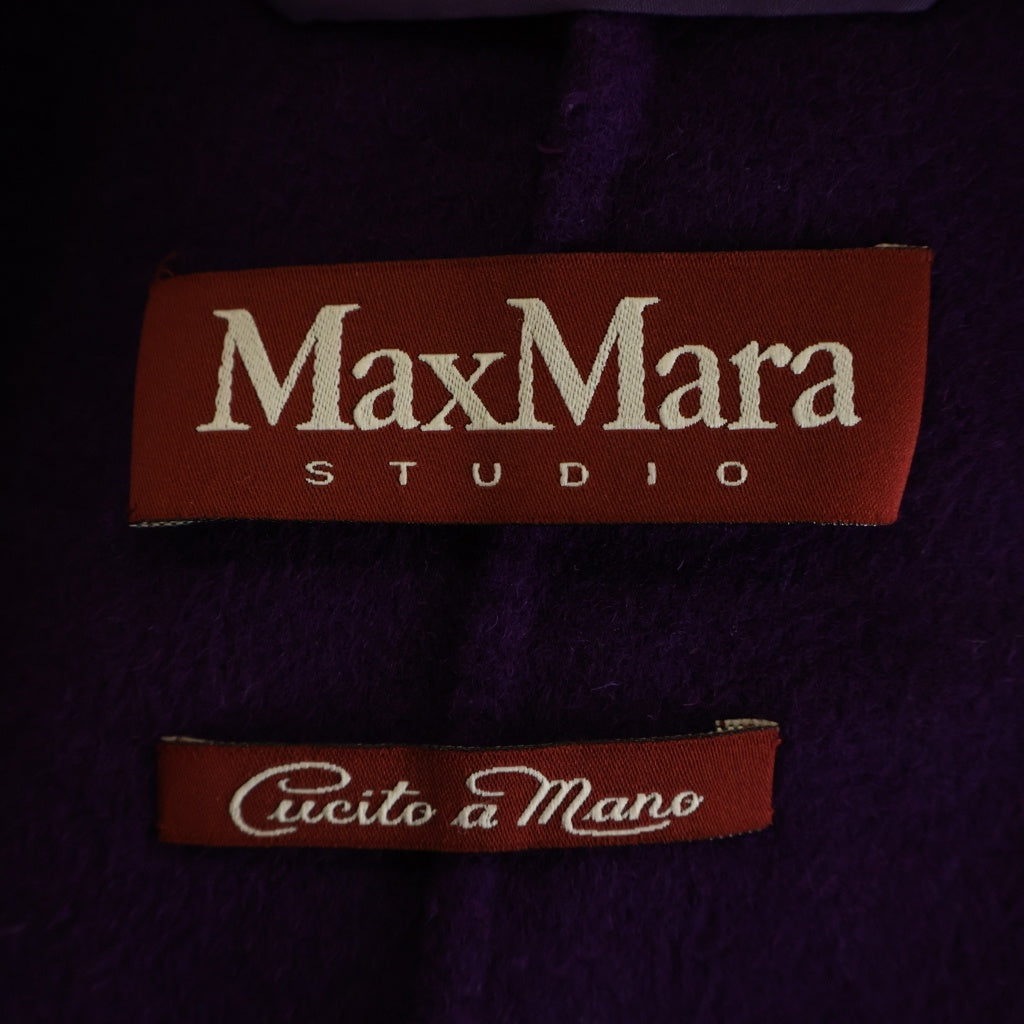 Max Mara(マックスマーラ) カシミヤ混 ウール ガウン ロング チェスター コート パープル レディース