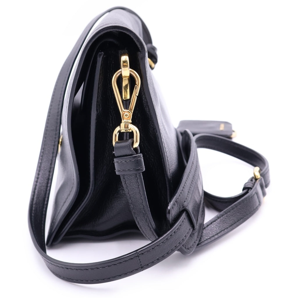 PRADA(プラダ) エティケット ショルダーバッグ ブラック カーフスキン 1BD081 ゴールド金具 レディース