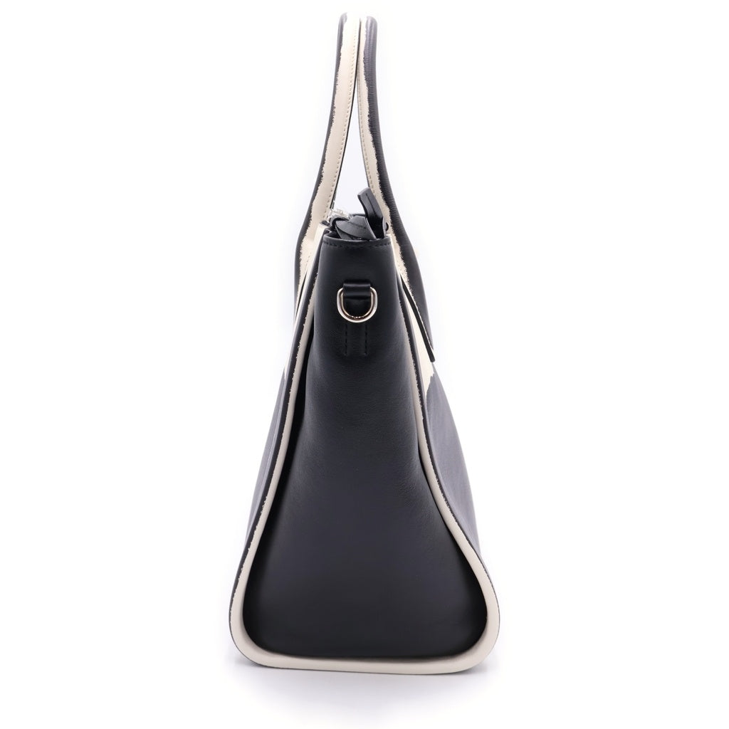 PRADA(プラダ) グレイスルックス 2WAYハンドバッグ ショルダーバッグ ブラック×ホワイト レザー 1BA183 シルバー金具 レディース