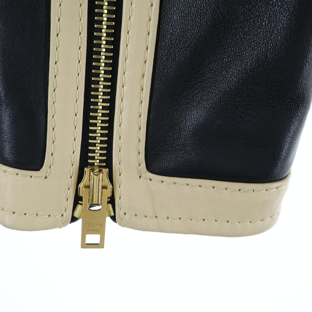 CELINE(セリーヌ) Biker Jacket バイカージャケット ライダース ラムスキン ブラック/ホワイト 2E8974787 レディース