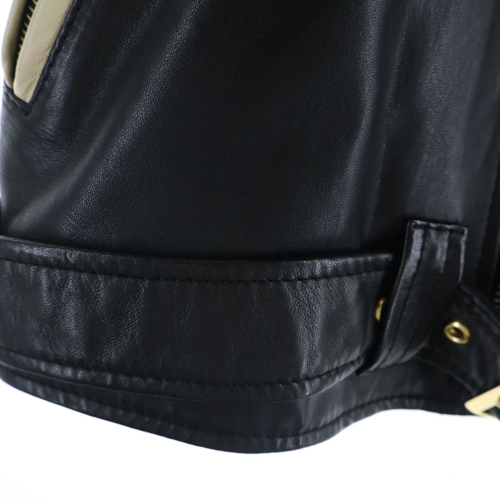 CELINE(セリーヌ) Biker Jacket バイカージャケット ライダース ラムスキン ブラック/ホワイト 2E8974787 レディース