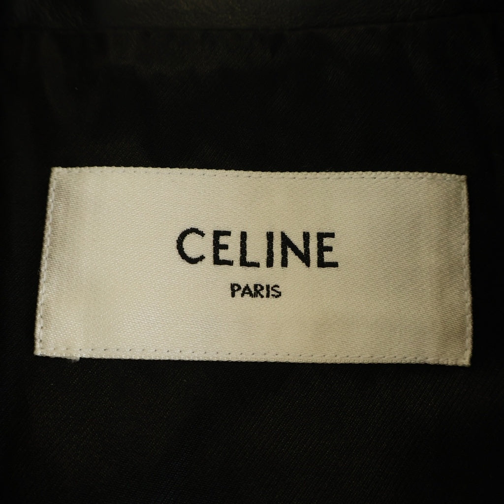 CELINE(セリーヌ) Biker Jacket バイカージャケット ライダース ラムスキン ブラック/ホワイト 2E8974787 レディース